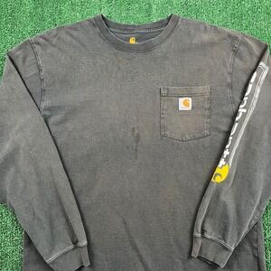 Carhartt 101779 001 Long Sleeve T-Shirt Mens Large Regular Faded Black Workwear